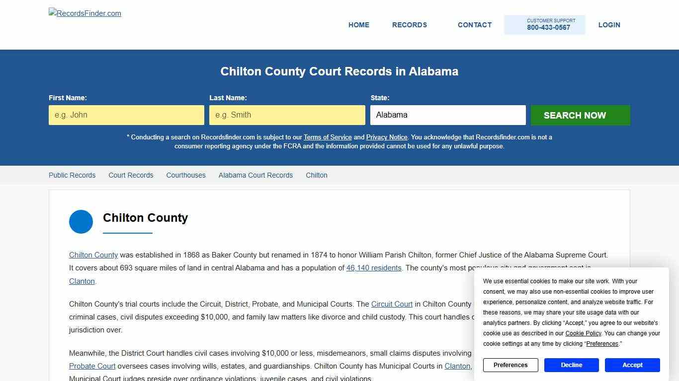 Search Chilton Court Records & Courthouses, Alabama AL