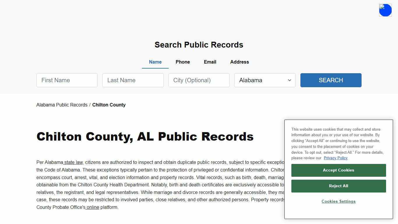 Chilton County, AL Public Court, Arrest and Inmate Records - ThePublicIndex