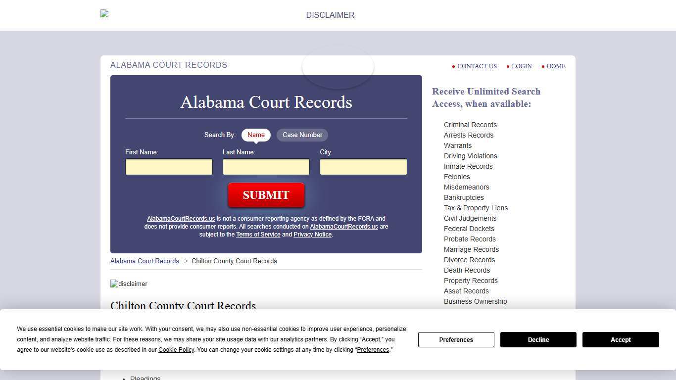 Chilton County Court Records AlabamaCourtRecords.us